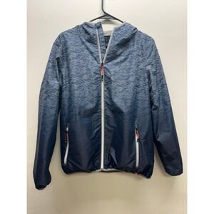 Killtec Windbreaker Jacket Womens 10‎ Blue Ombre Striped Hooded Full Zip Mesh